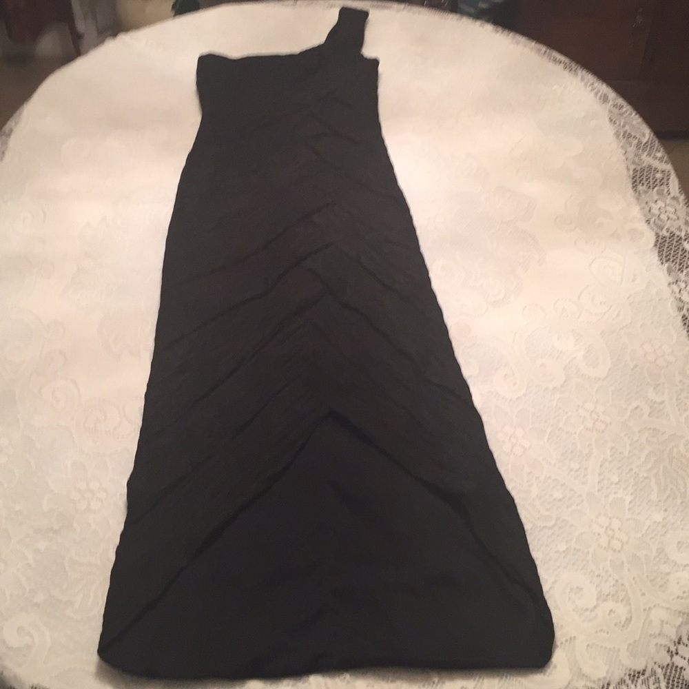 Snap Dress Long One Shoulder Black Evening Gown